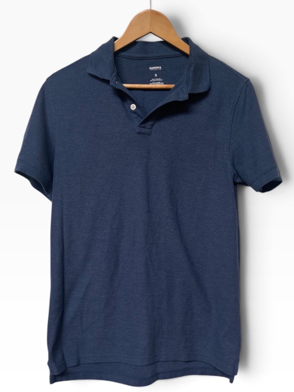 SONOMA Goods for Life Blue Heathered Short Sleeve Polo Shirt | Size S